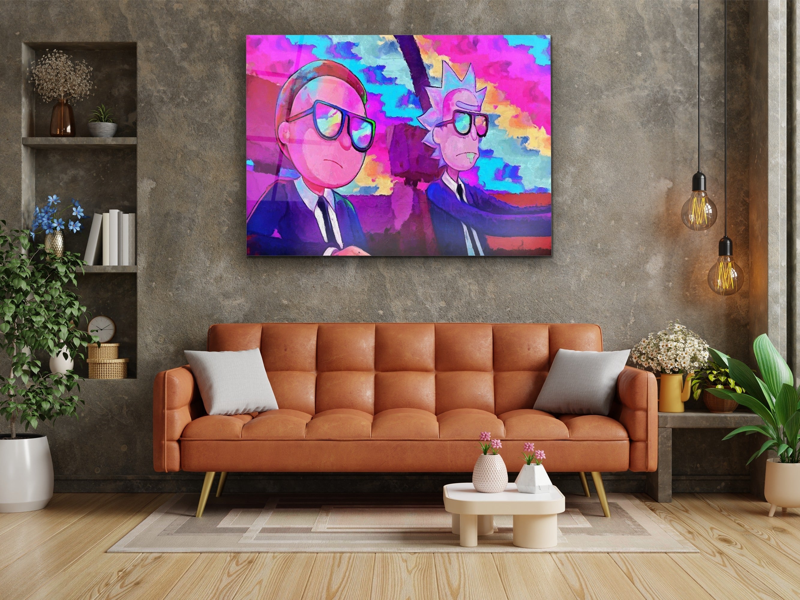 ・"MIB Rick and his sidekick"・Glass Wall Art