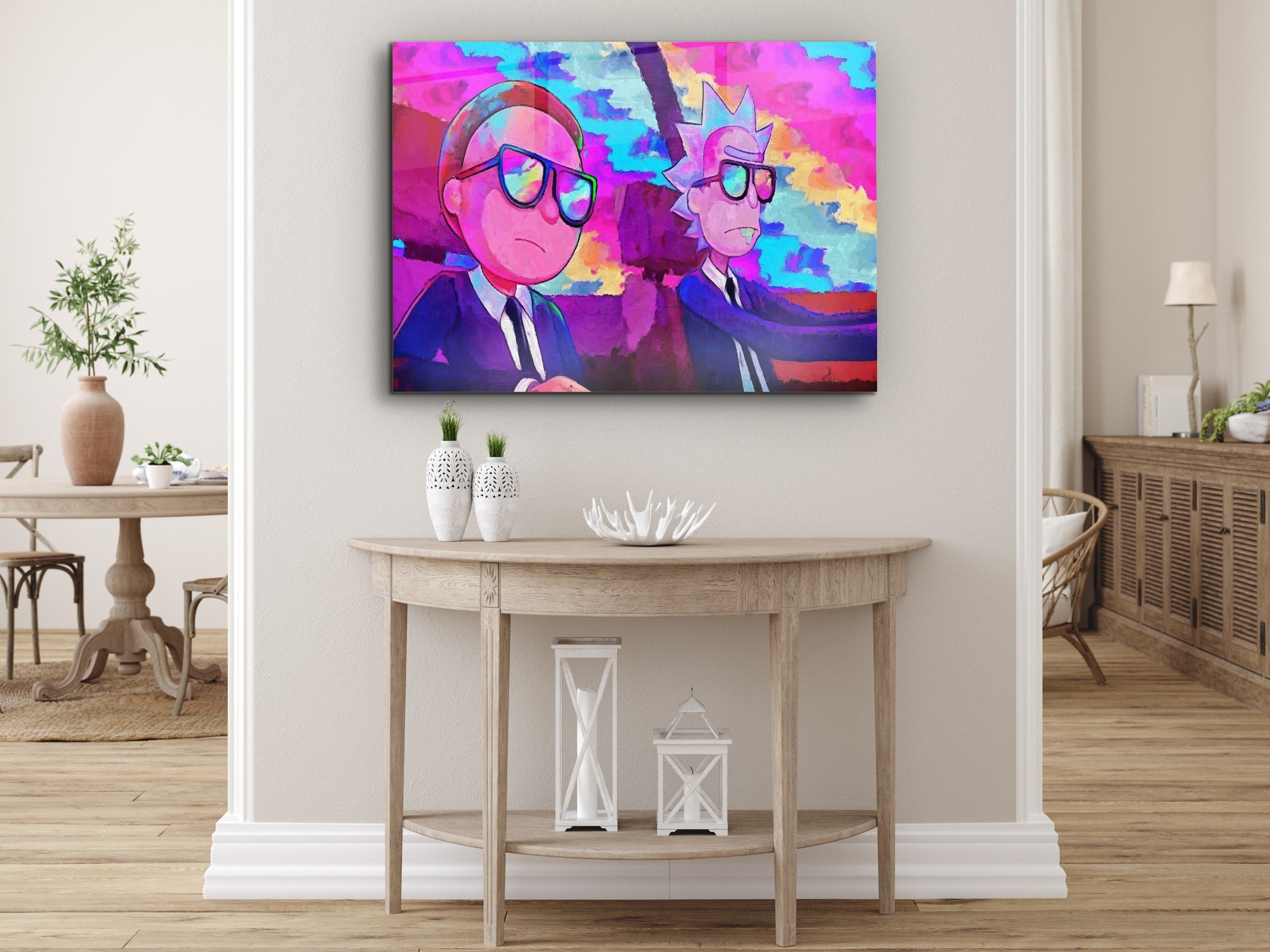 ・"MIB Rick and his sidekick"・Glass Wall Art