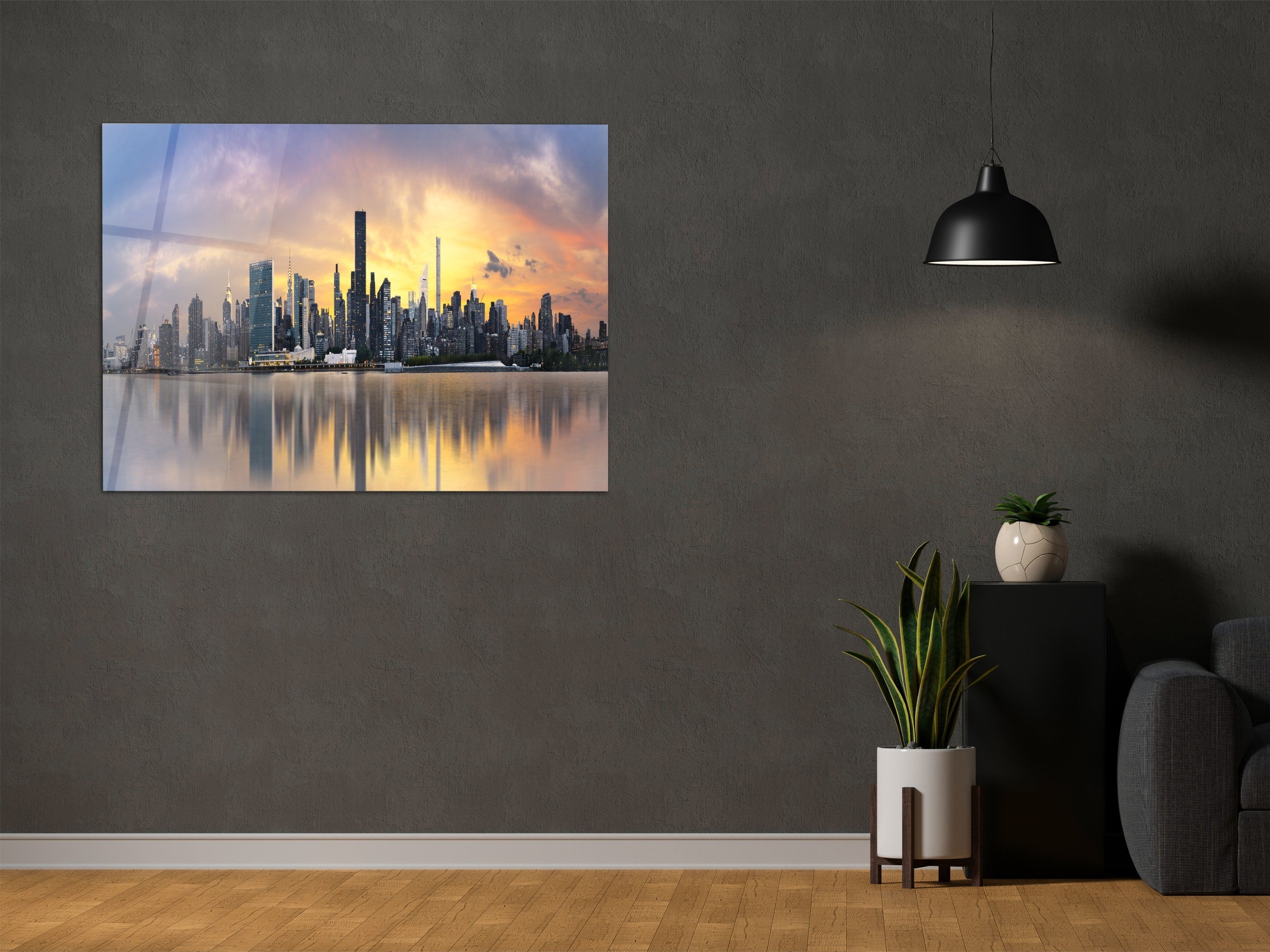 ・"Manhattan View"・Glass Wall Art