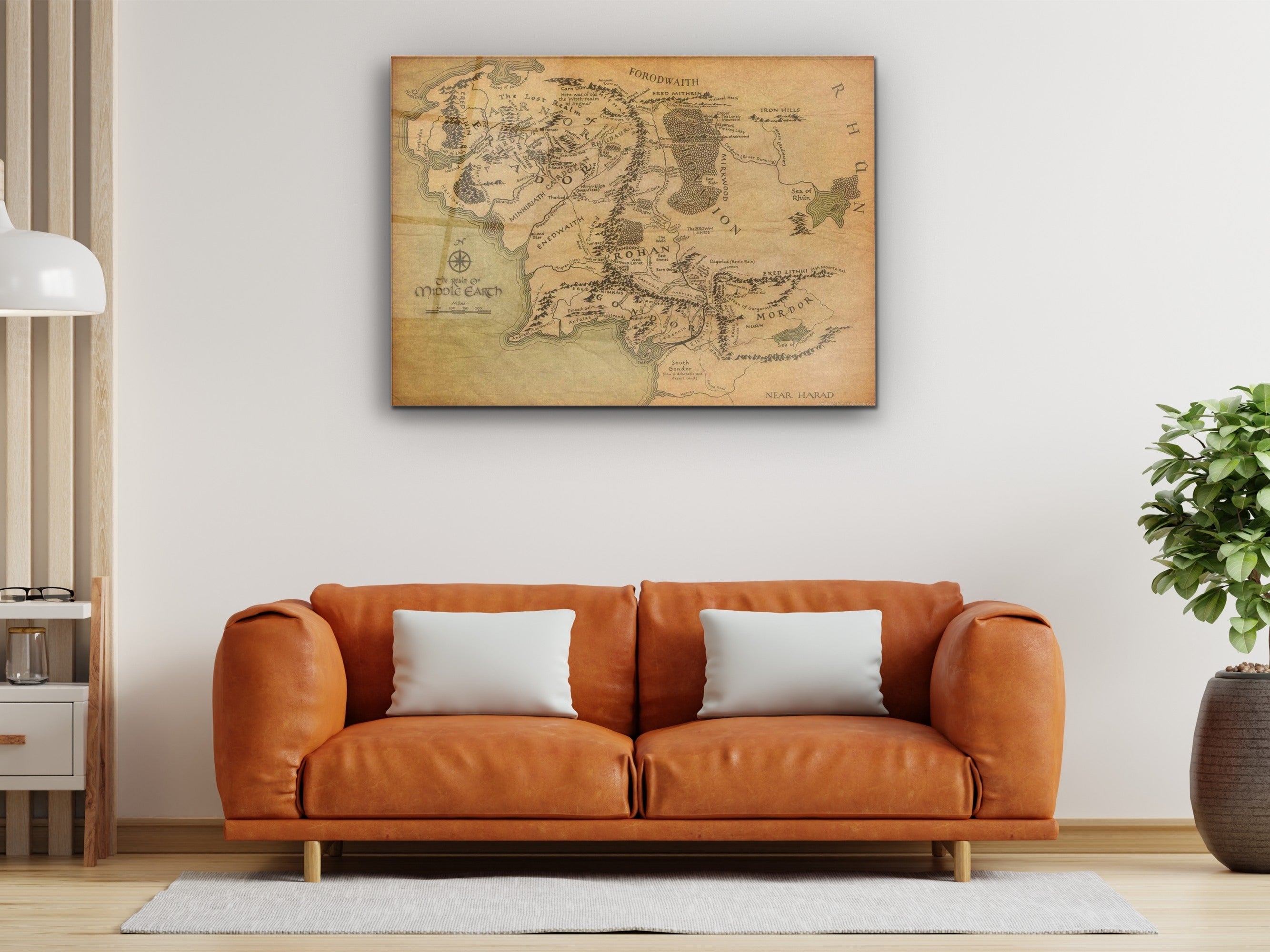 ・"Map Of Middle Earth"・Glass Wall Art