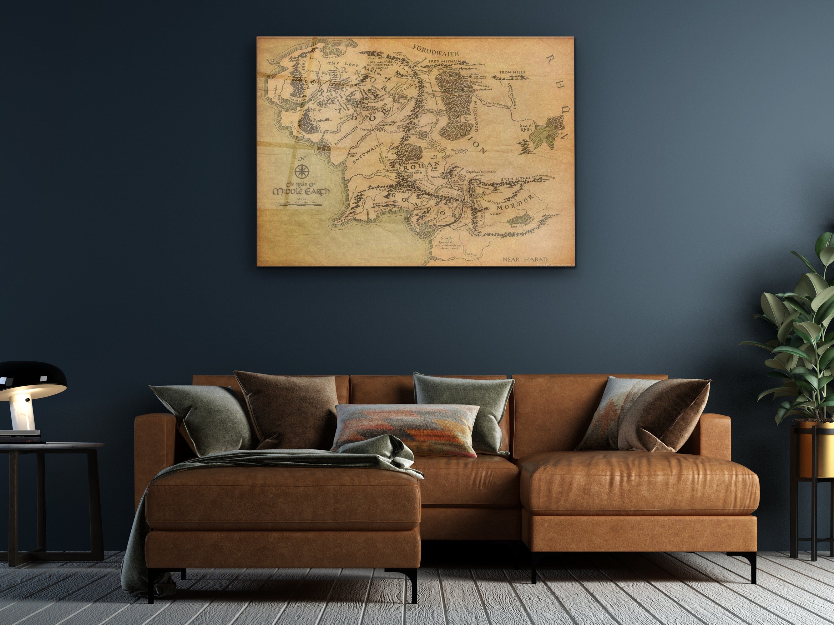 ・"Map Of Middle Earth"・Glass Wall Art