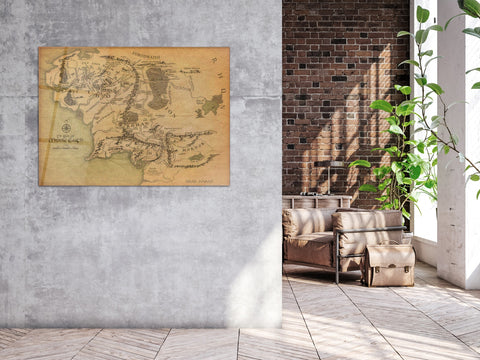 ・"Map Of Middle Earth"・Glass Wall Art