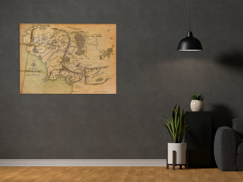 ・"Map Of Middle Earth"・Glass Wall Art