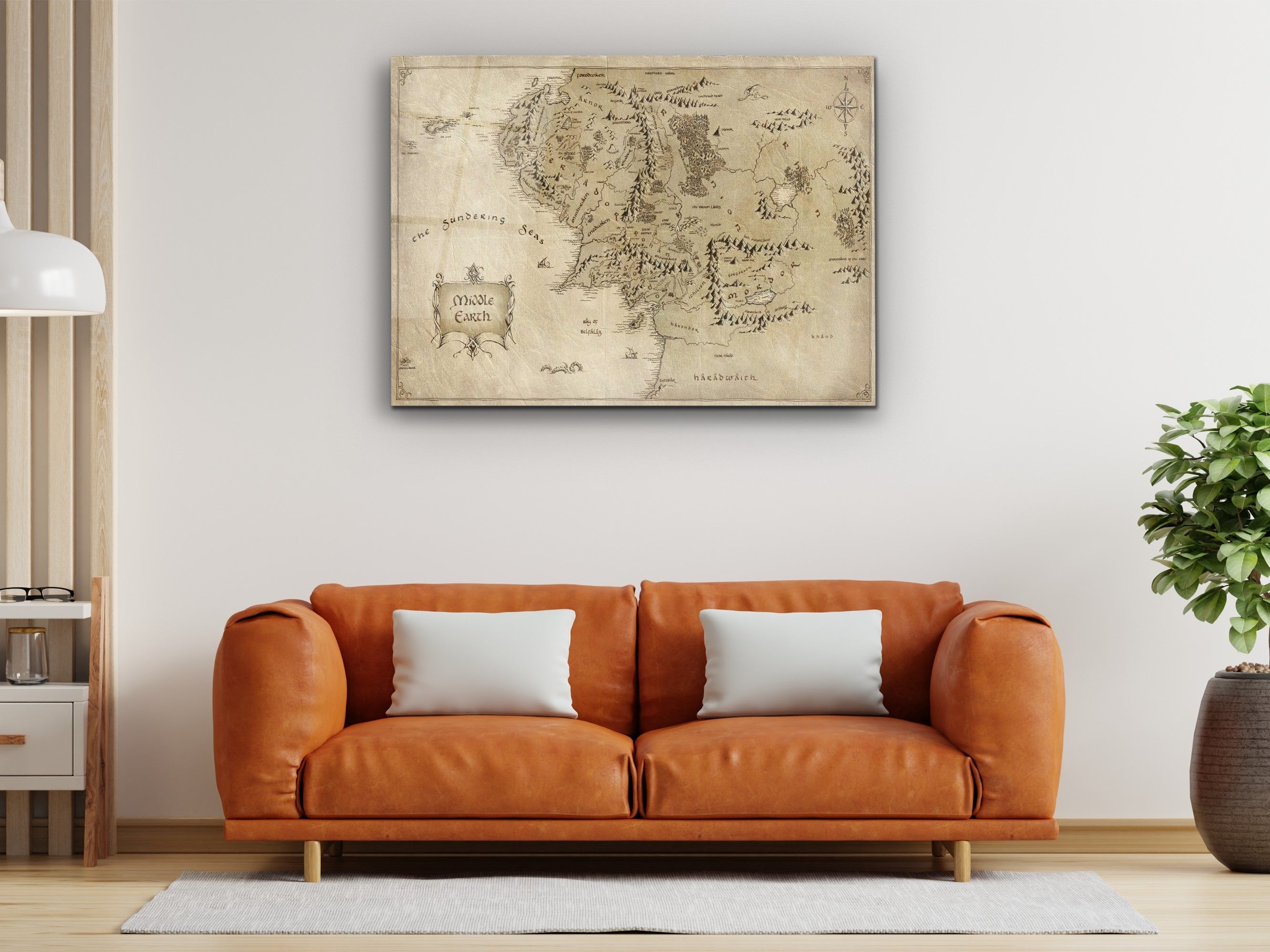 ・"Map Of Middle Earth and Sundering Sea"・Glass Wall Art