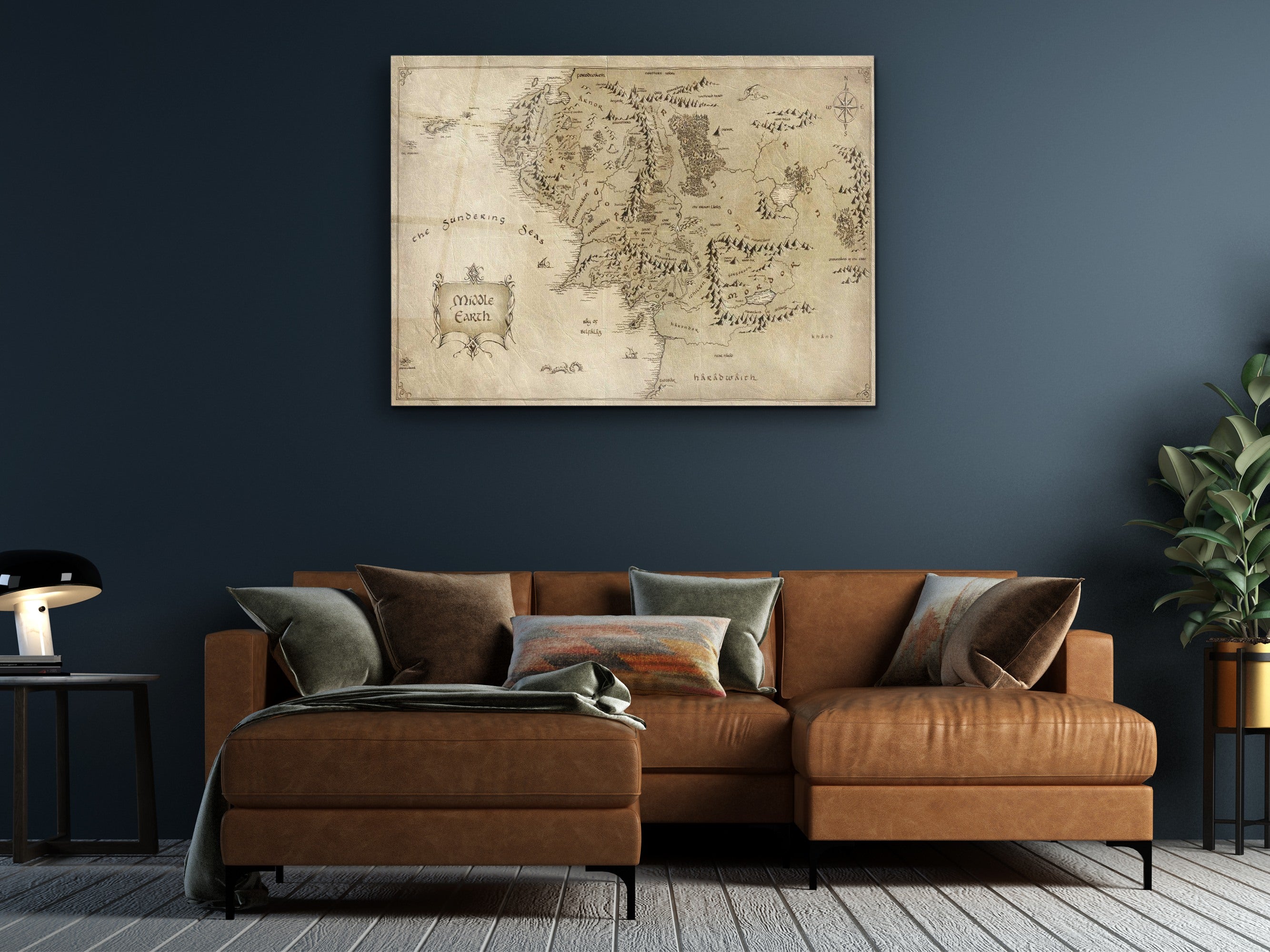 ・"Map Of Middle Earth and Sundering Sea"・Glass Wall Art