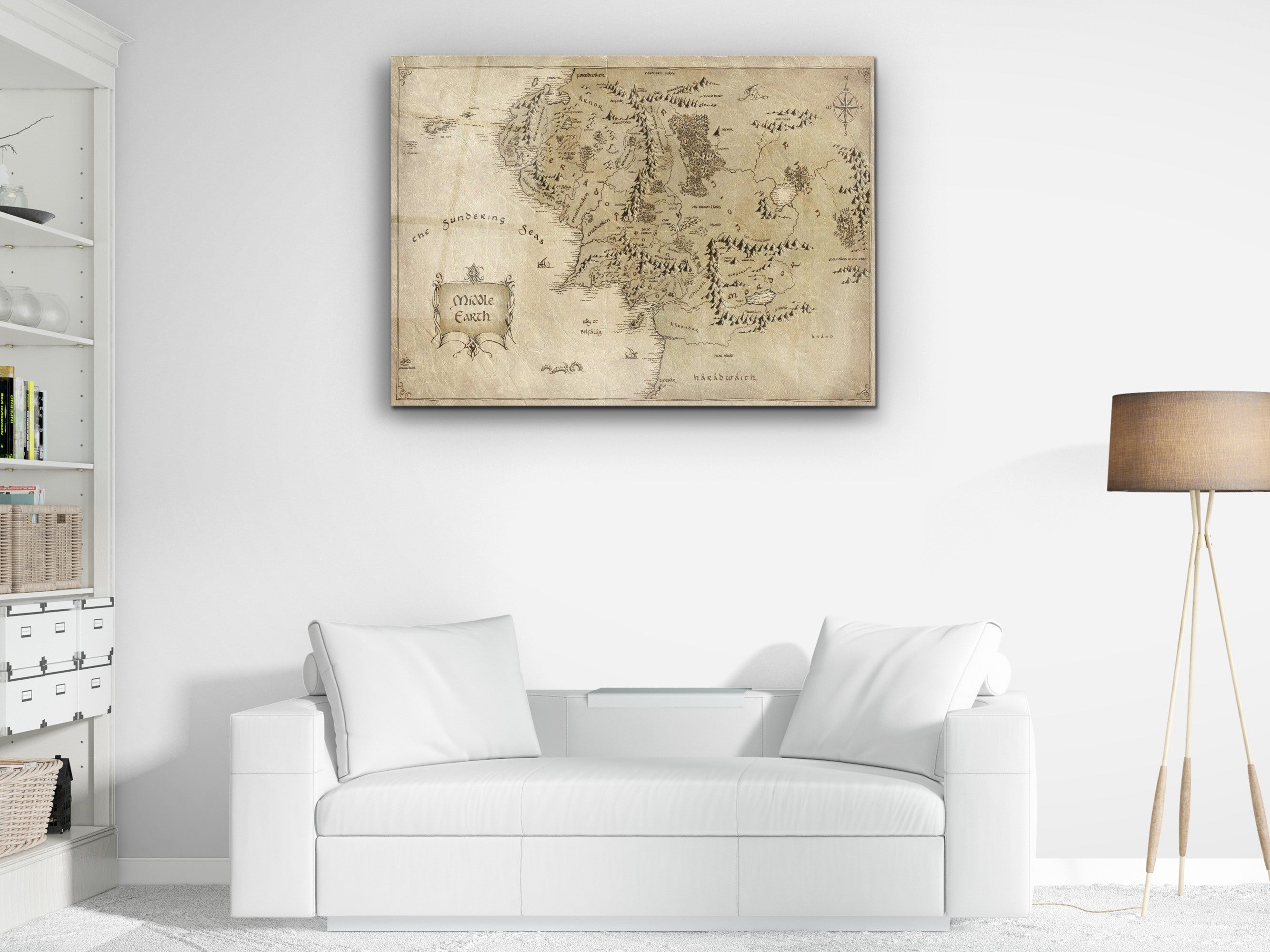 ・"Map Of Middle Earth and Sundering Sea"・Glass Wall Art