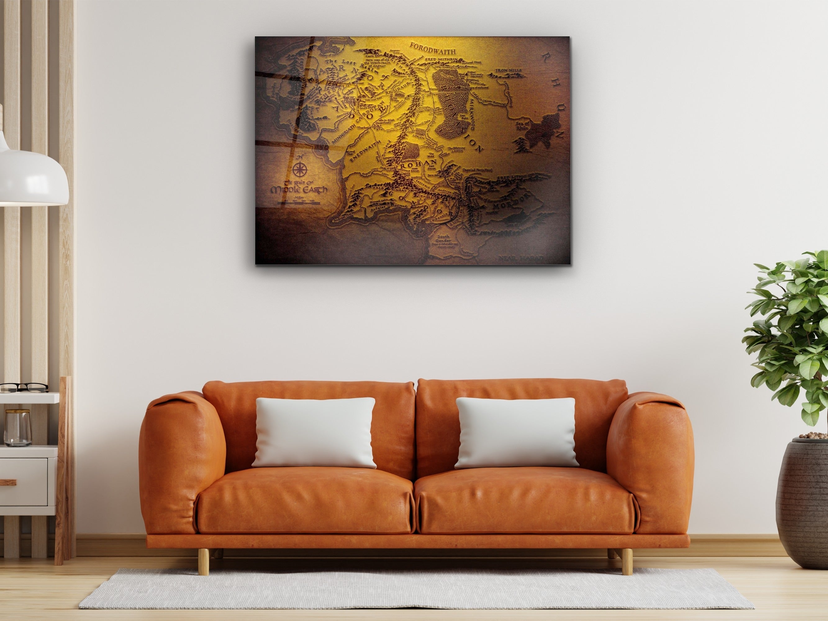 ・"Map of The Middle Earth Old Dark Version"・Glass Wall Art