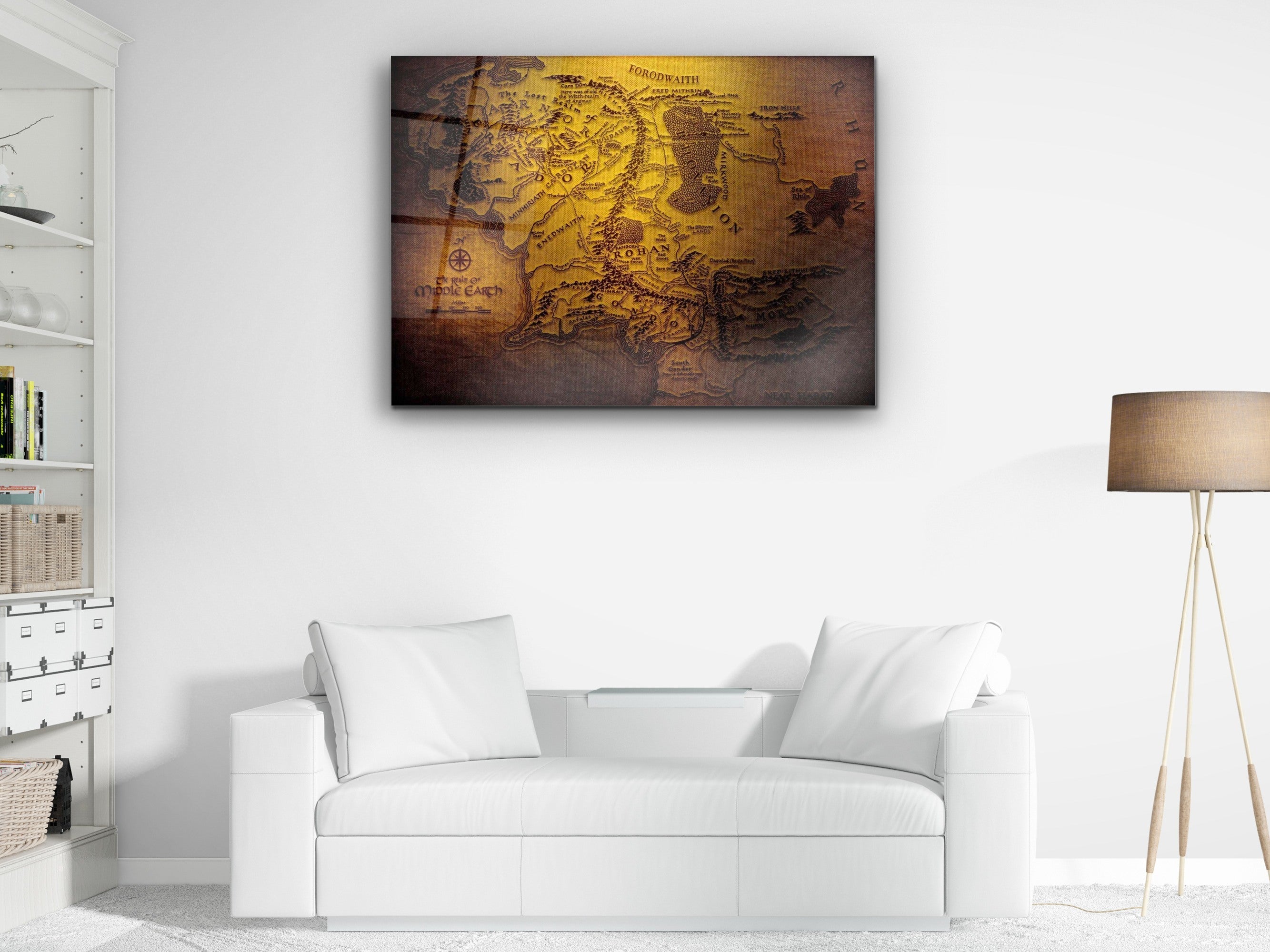 ・"Map of The Middle Earth Old Dark Version"・Glass Wall Art