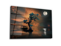 ・"Moonlight on the Tree"・Glass Wall Art