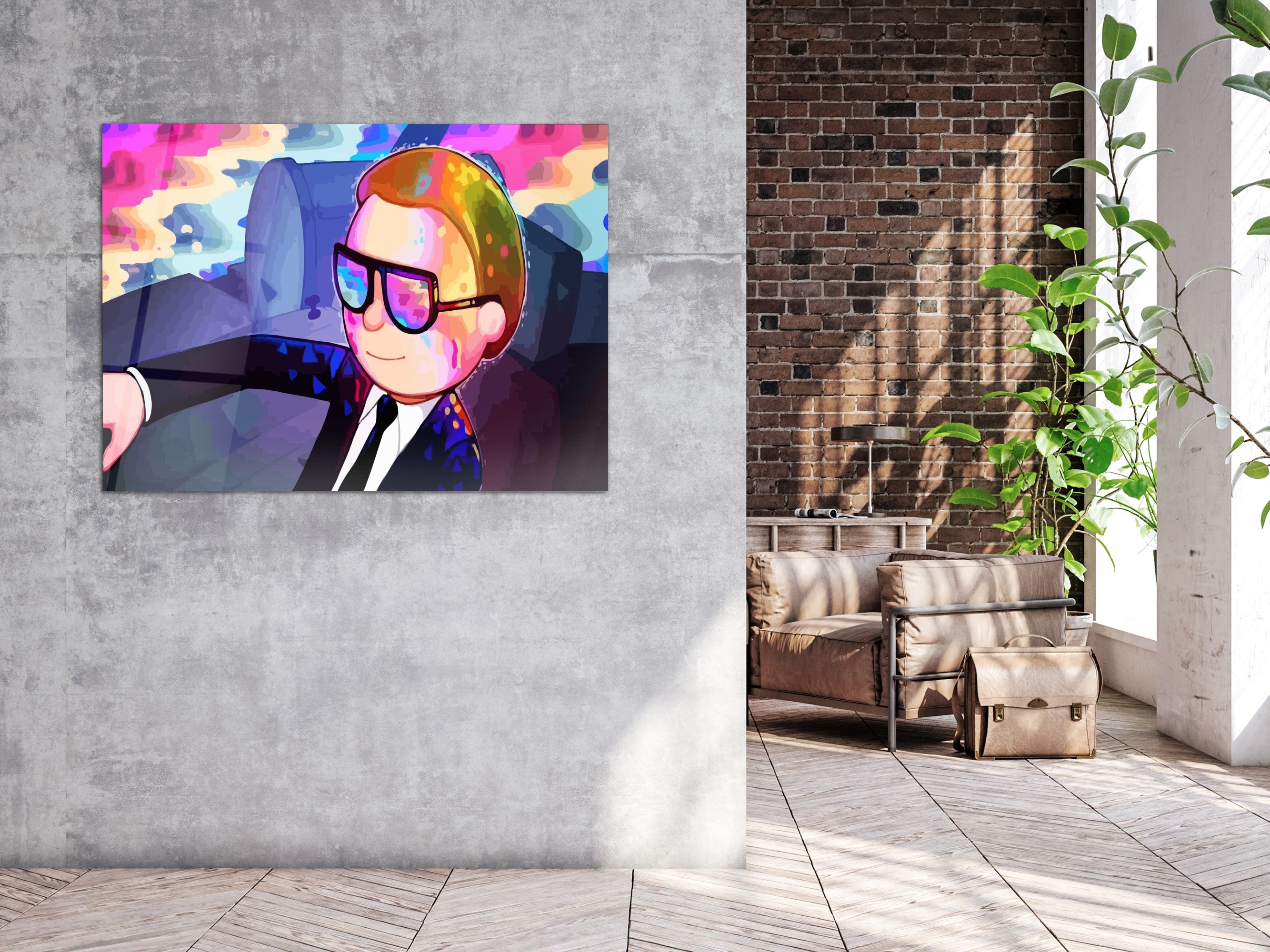 ・"Morty in Black"・Glass Wall Art