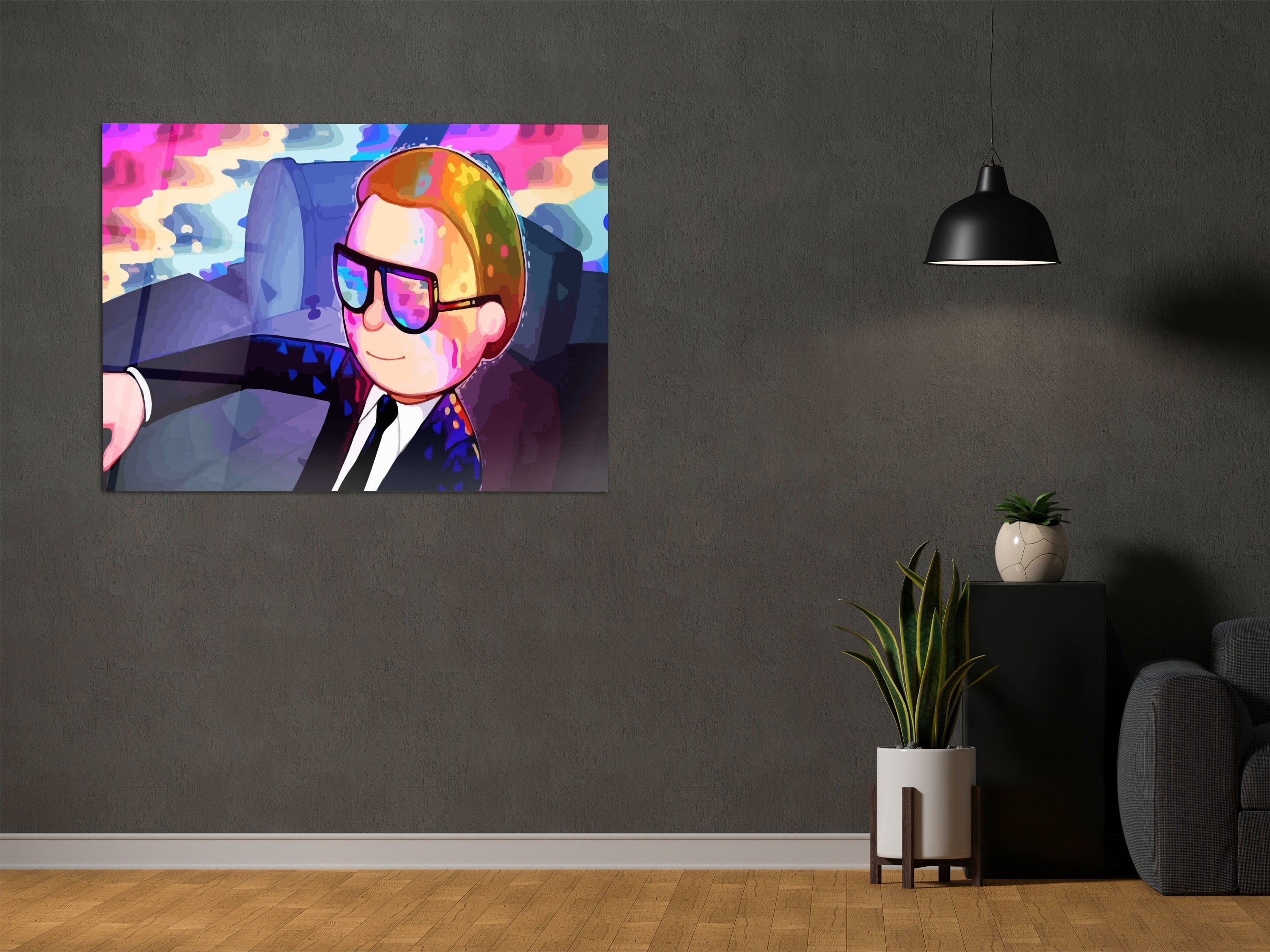 ・"Morty in Black"・Glass Wall Art