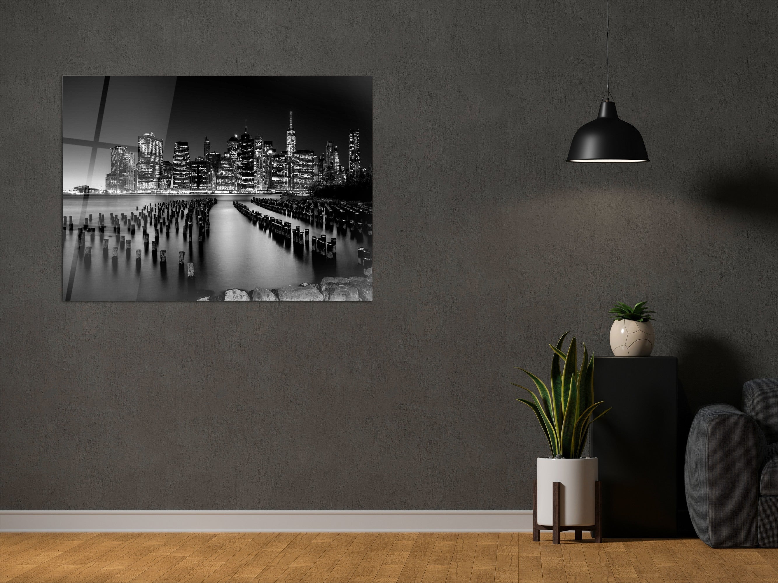 ・"Night view of Manhattan"・Glass Wall Art