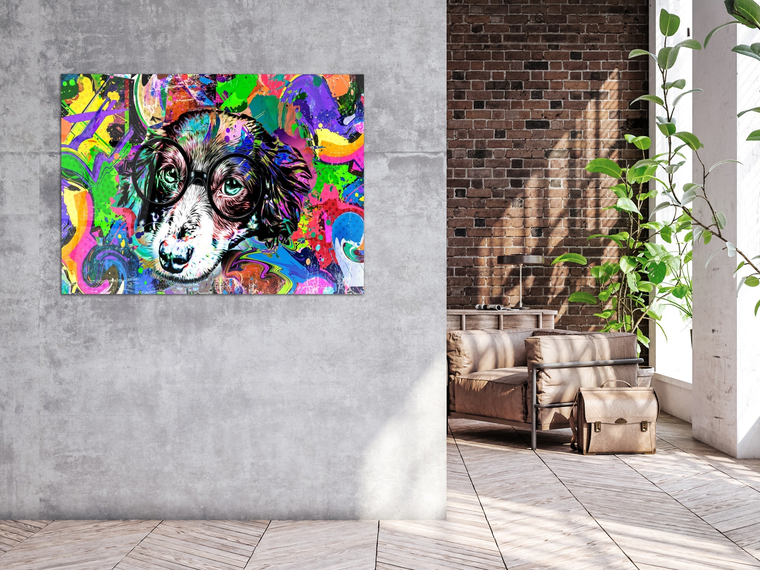 ・"No Bark yes Color"・Glass Wall Art