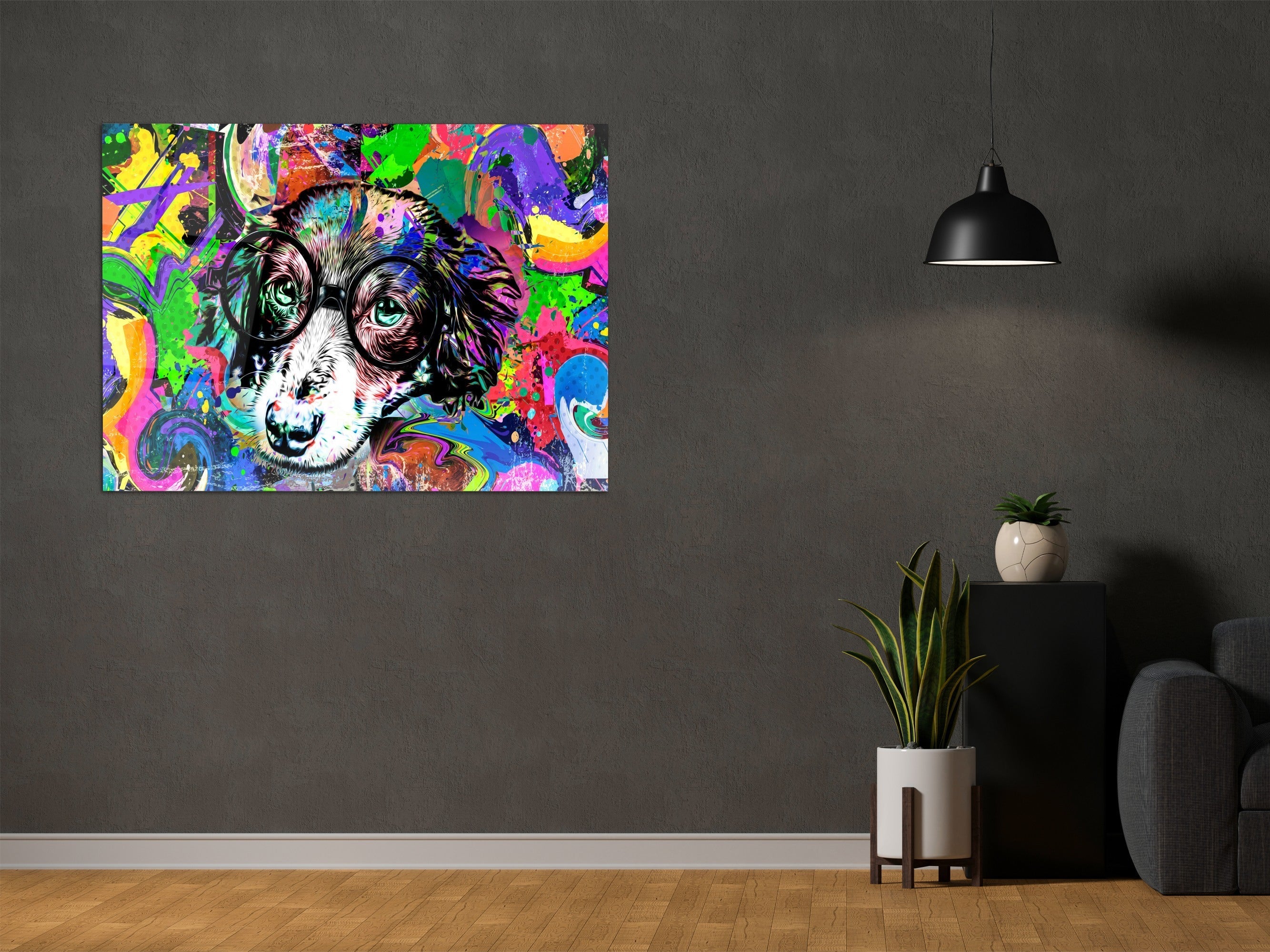 ・"No Bark yes Color"・Glass Wall Art