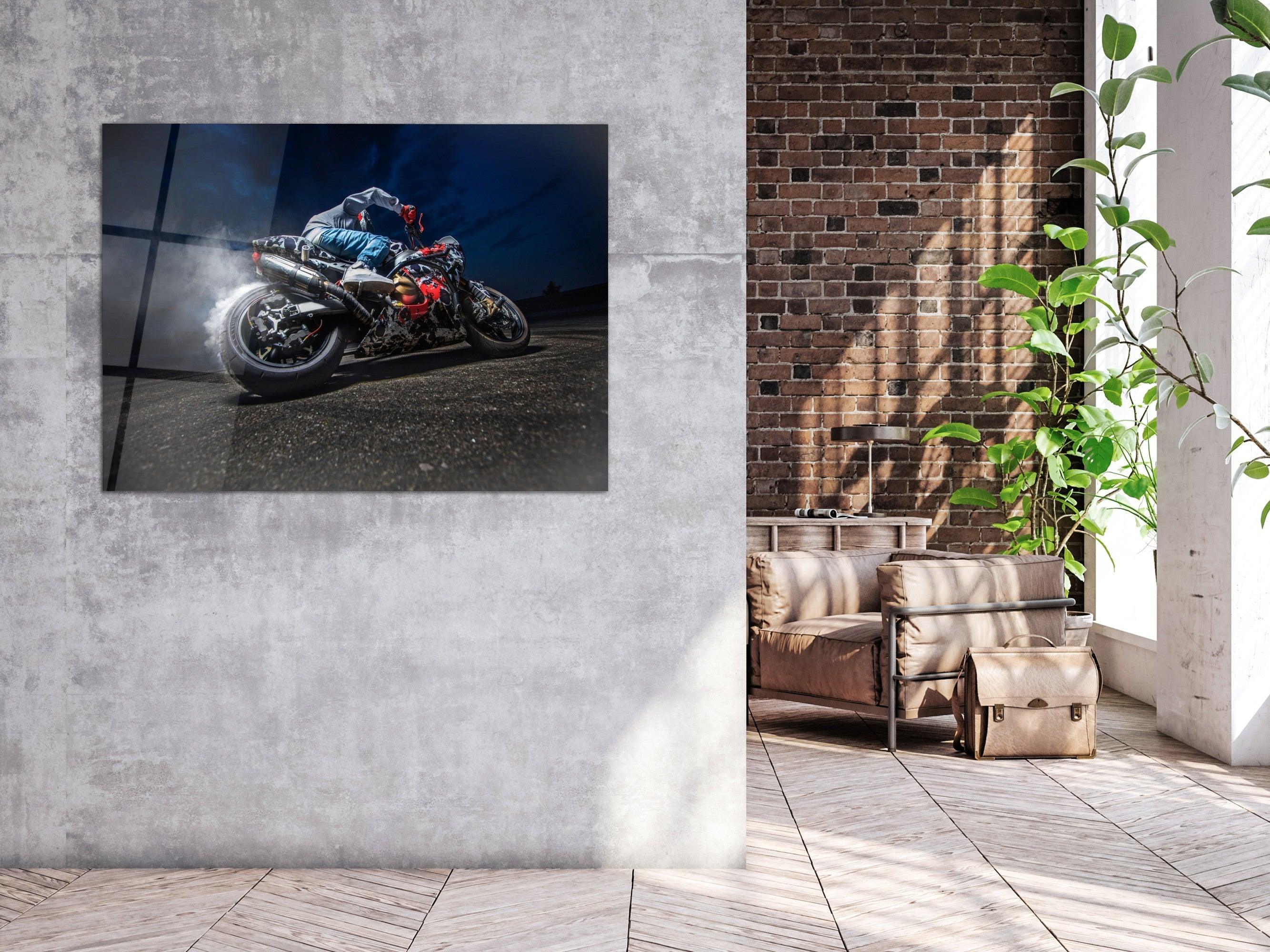 ・"Ride with Soul - Drift with Moto"・Glass Wall Art - Wonders Of Wall