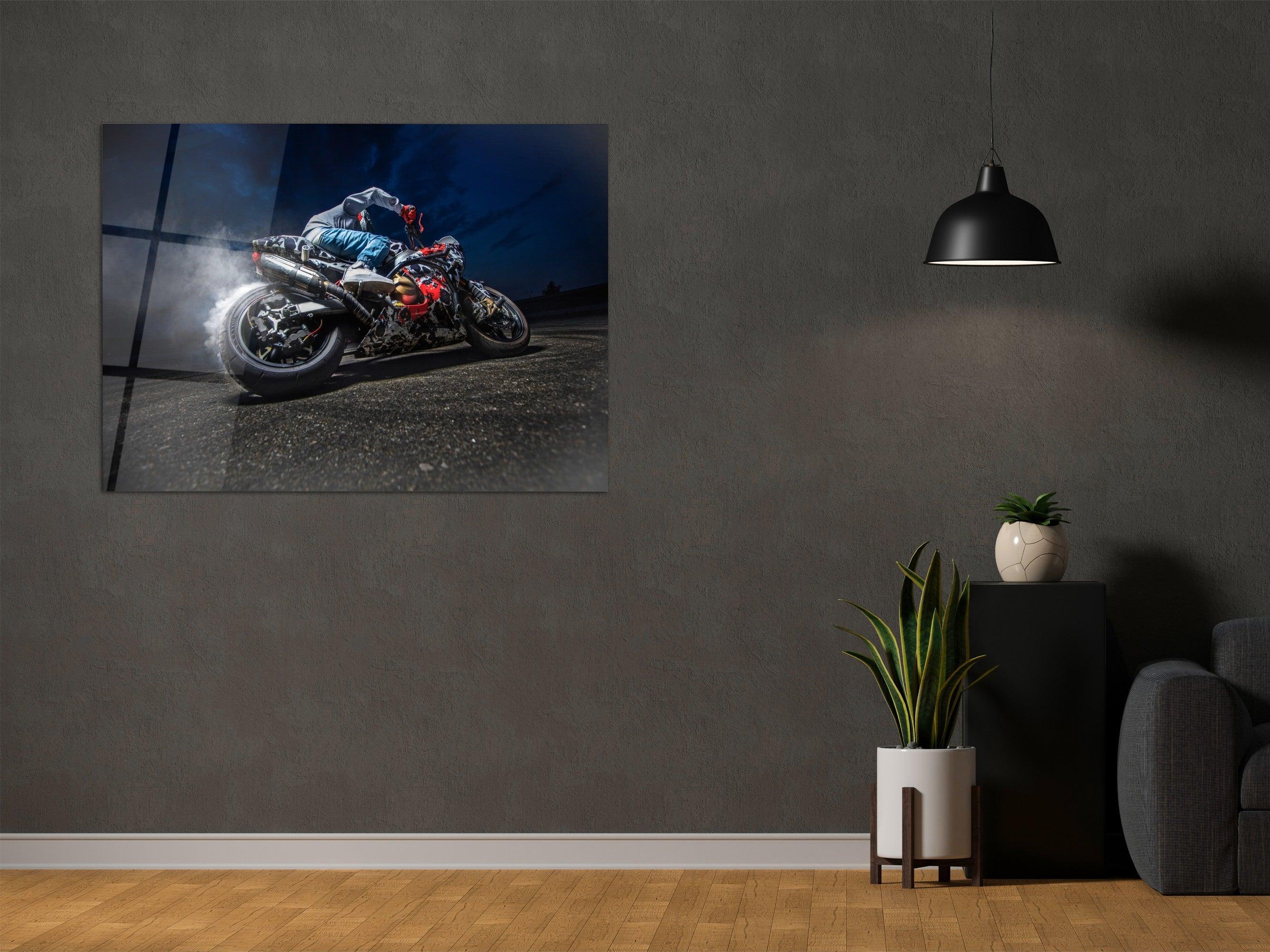 ・"Ride with Soul - Drift with Moto"・Glass Wall Art - Wonders Of Wall