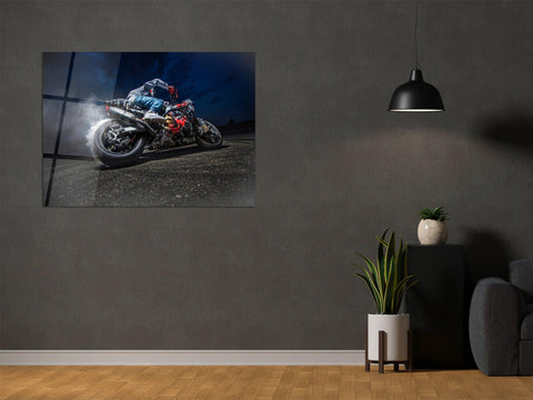 ・"Ride with Soul - Drift with Moto"・Glass Wall Art - Wonders Of Wall