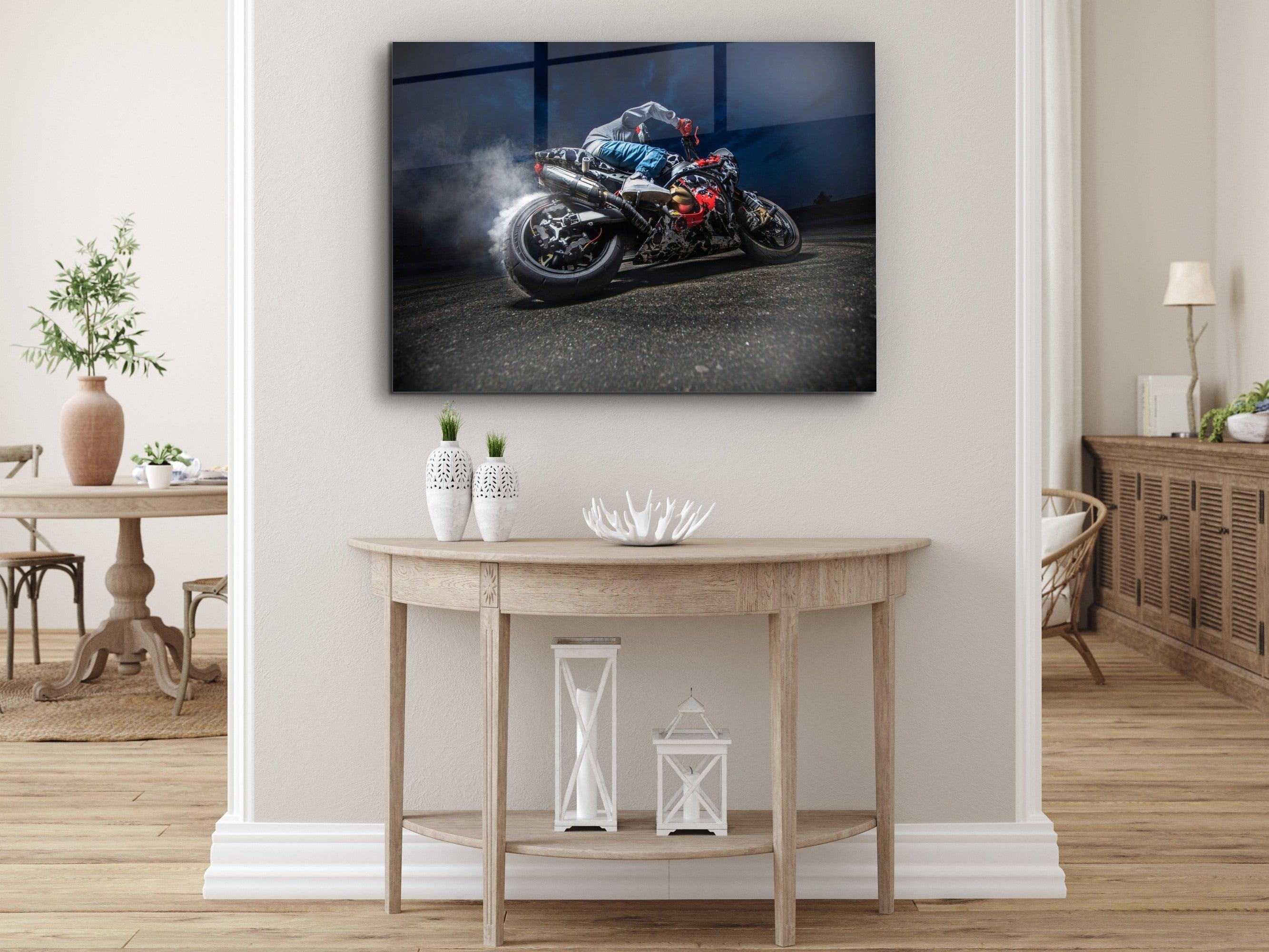 ・"Ride with Soul - Drift with Moto"・Glass Wall Art - Wonders Of Wall