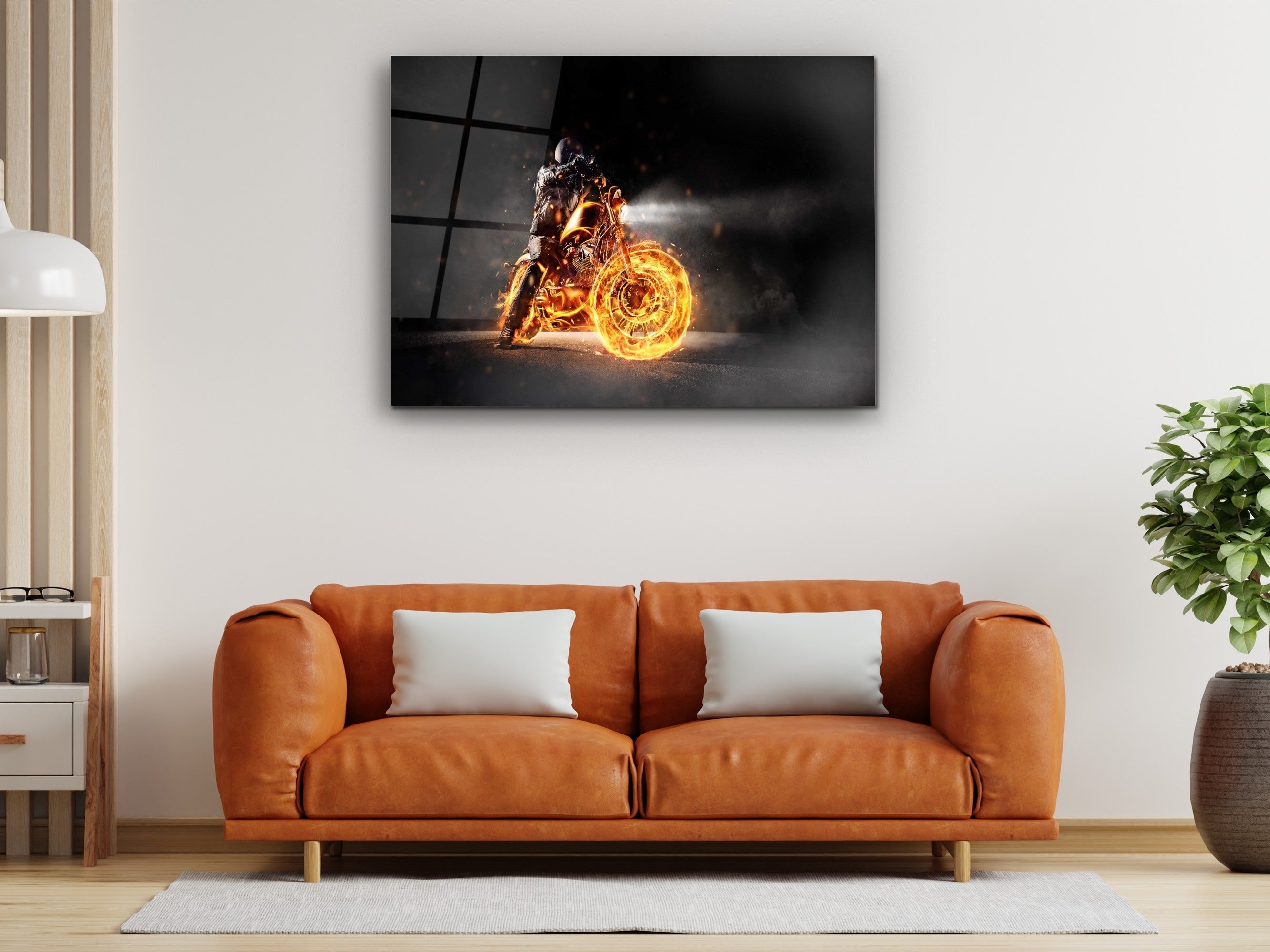 ・"Rider from Hell- Ride with Fire"・Glass Wall Art