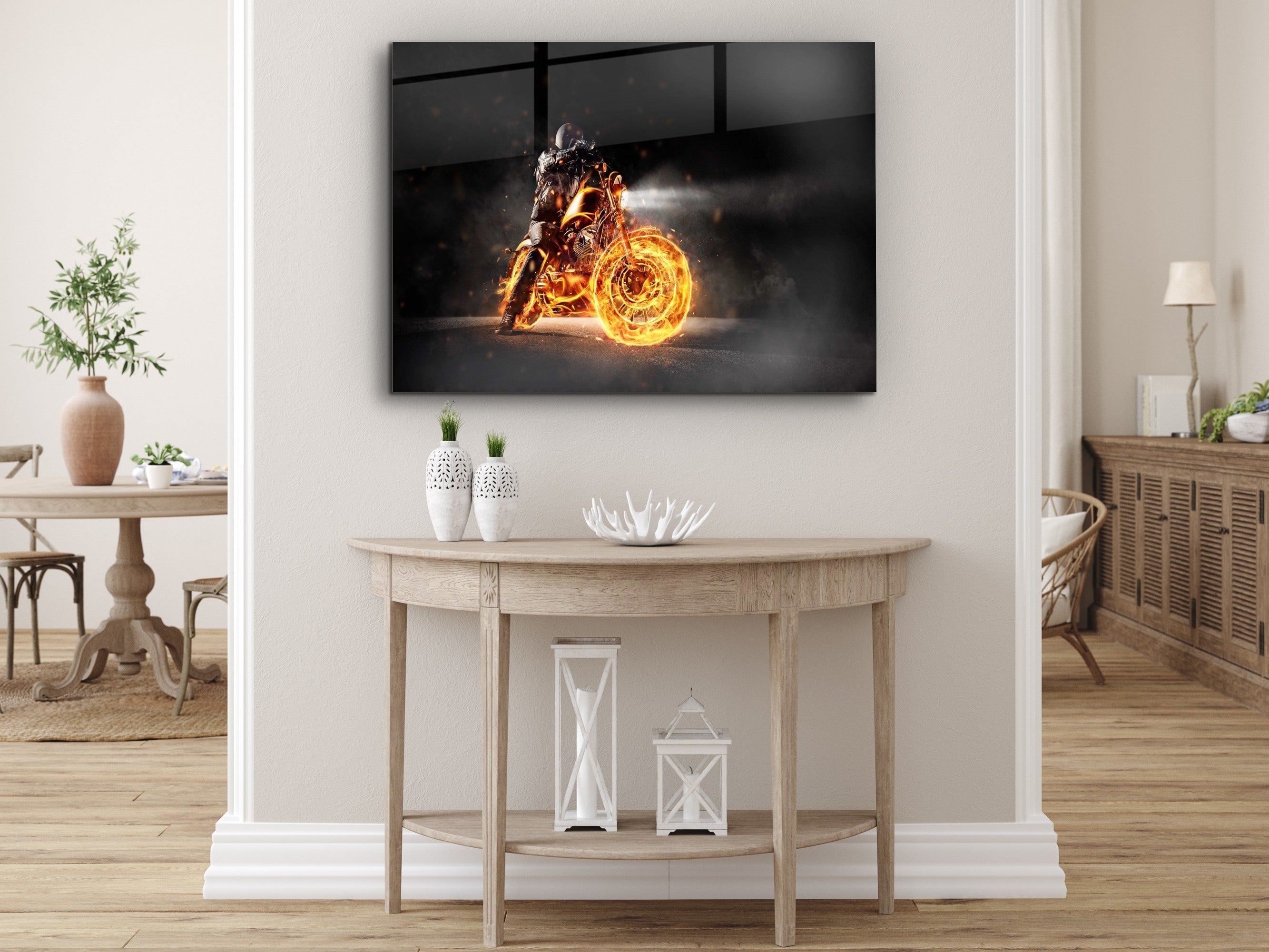 ・"Rider from Hell- Ride with Fire"・Glass Wall Art