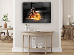 ・"Rider from Hell- Ride with Fire"・Glass Wall Art