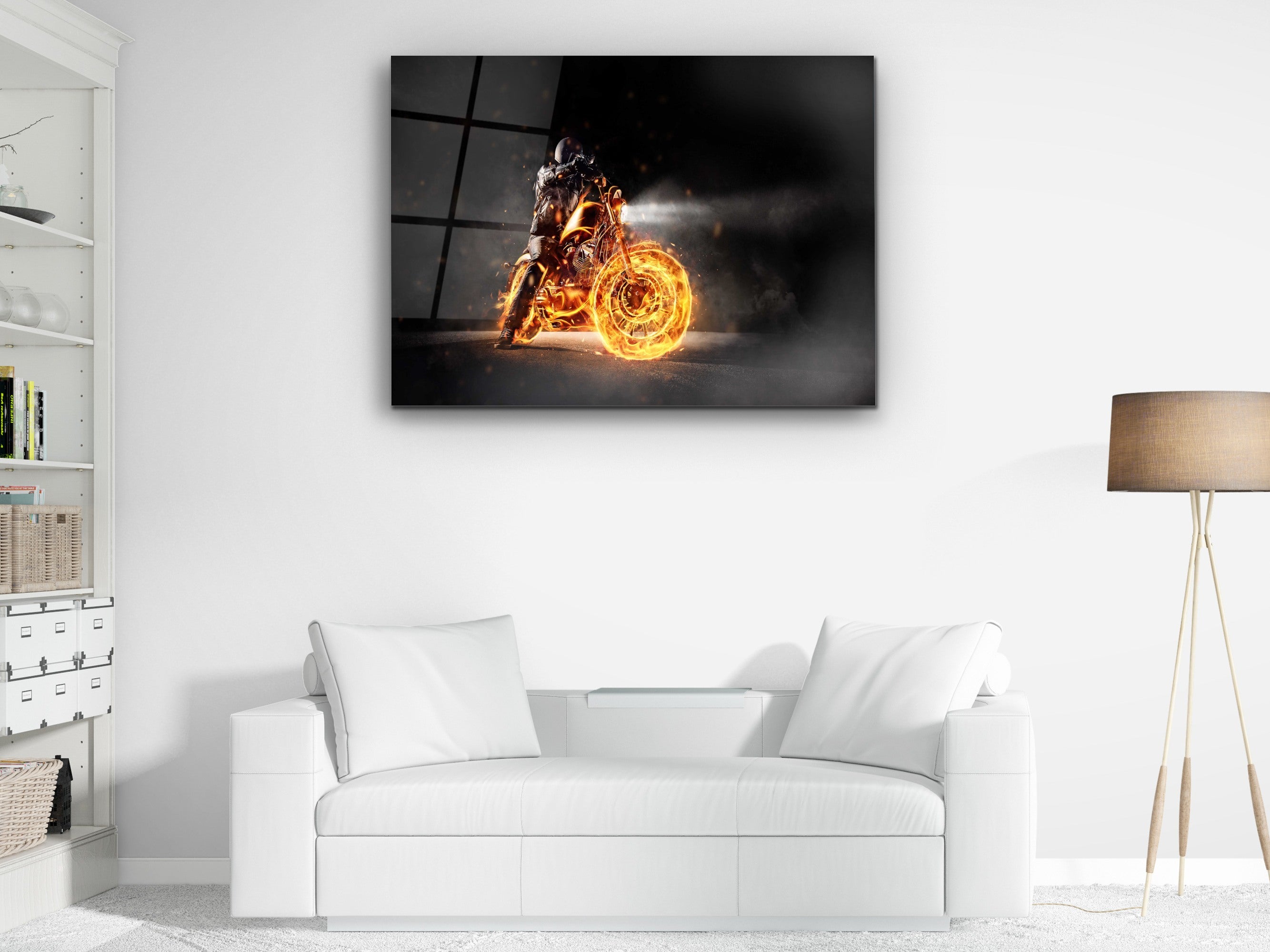 ・"Rider from Hell- Ride with Fire"・Glass Wall Art