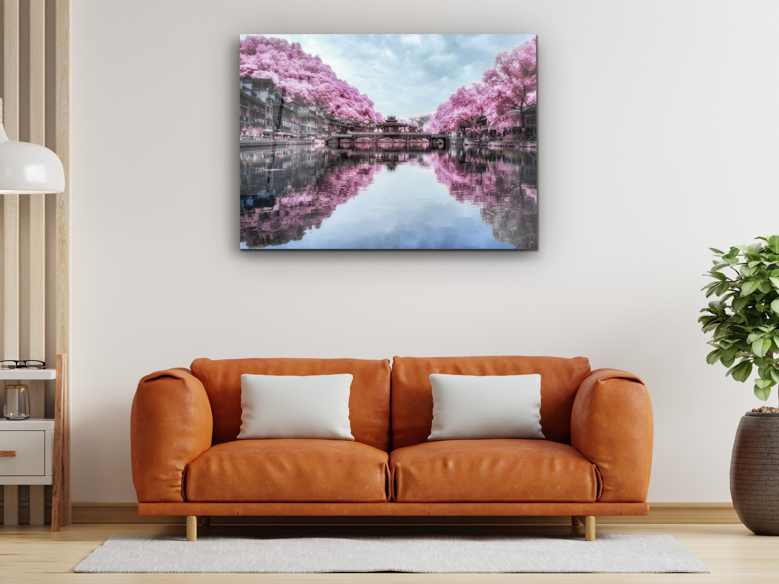 ・"Sakura Trees of Sensi Lake"・Glass Wall Art