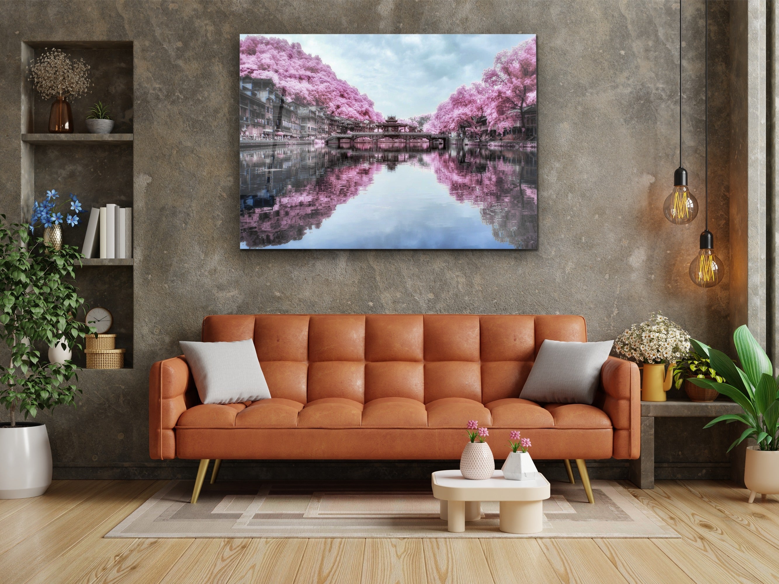 ・"Sakura Trees of Sensi Lake"・Glass Wall Art