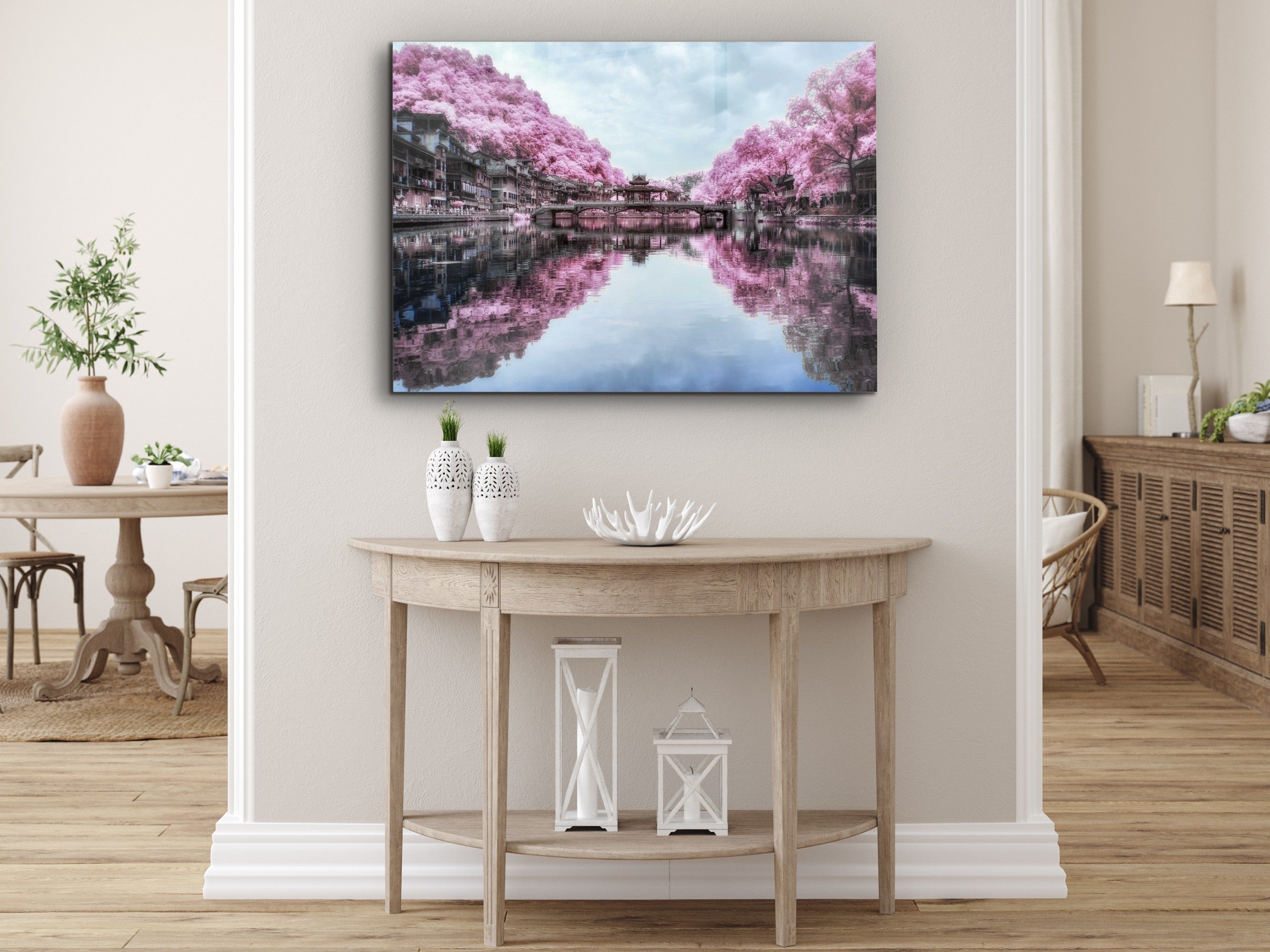 ・"Sakura Trees of Sensi Lake"・Glass Wall Art