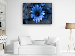 ・"Sprits on Blue Daisy"・Glass Wall Art
