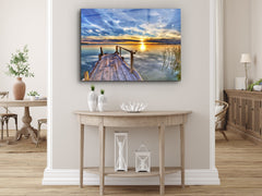 ・"Sunrise at the dock"・Glass Wall Art