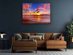 ・"Sunset with Sea and Sand"・Glass Wall Art - Wonders Of Wall