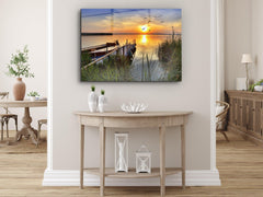 ・"Sunset at the dock"・Glass Wall Art - Wonders Of Wall