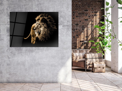 ・"The Lion is ready to hunt"・Glass Wall Art - Wonders Of Wall