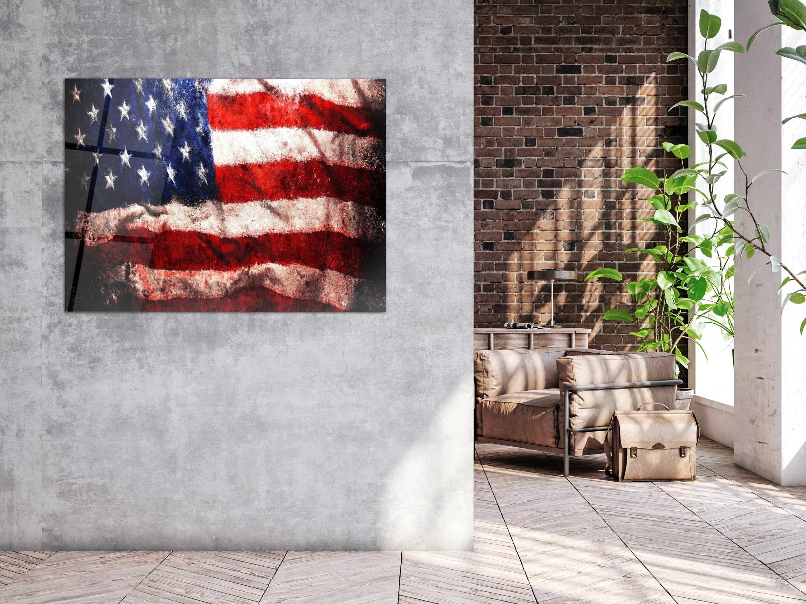 ・"The Usa Flag"・Glass Wall Art