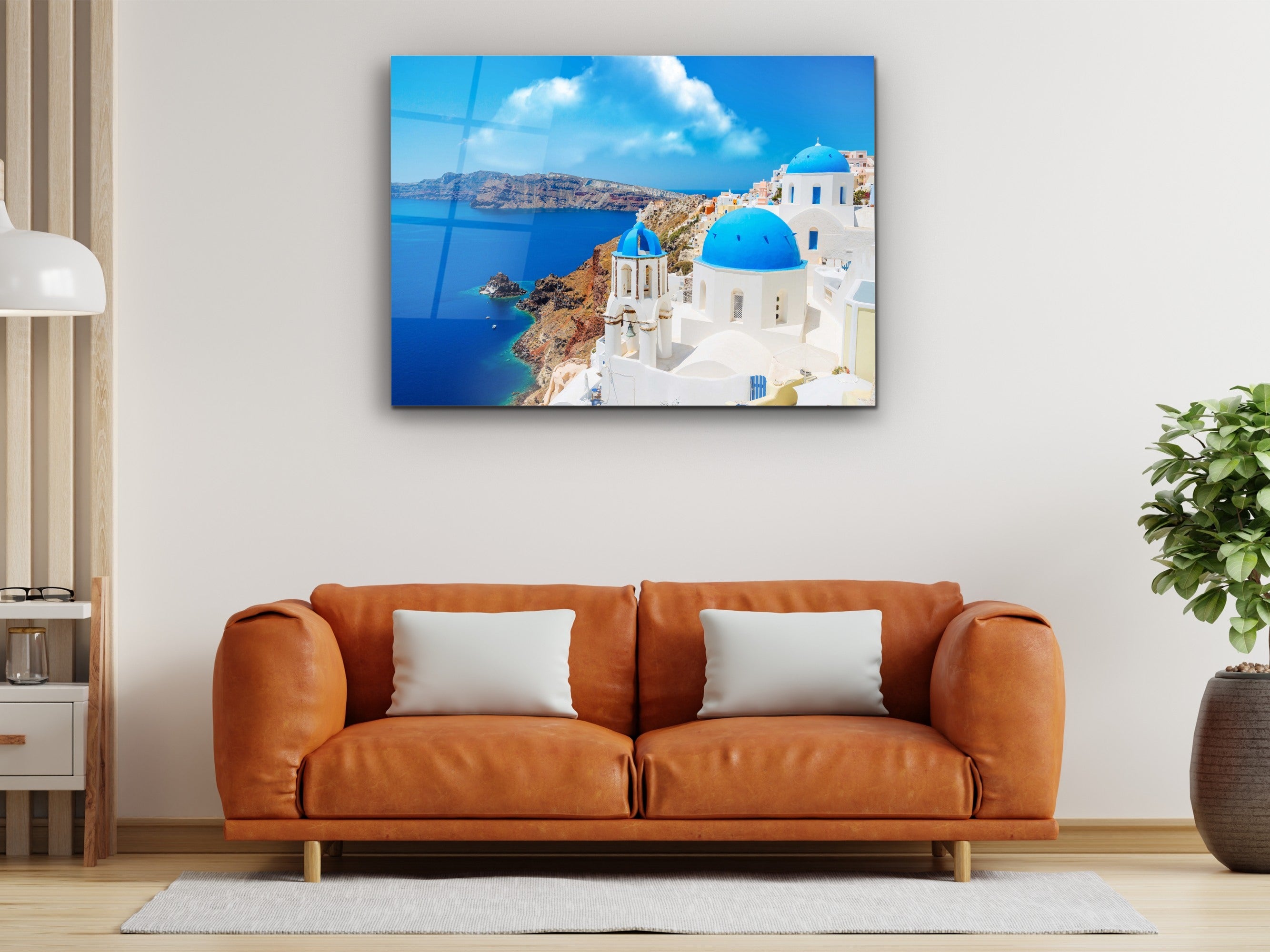 ・"The View of Santorini"・Glass Wall Art