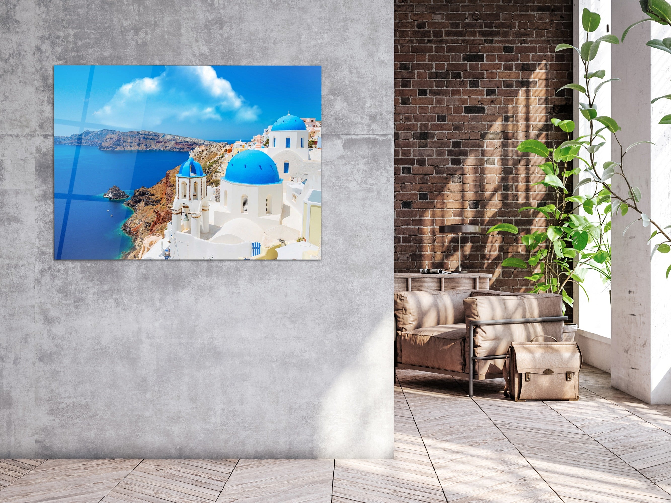 ・"The View of Santorini"・Glass Wall Art