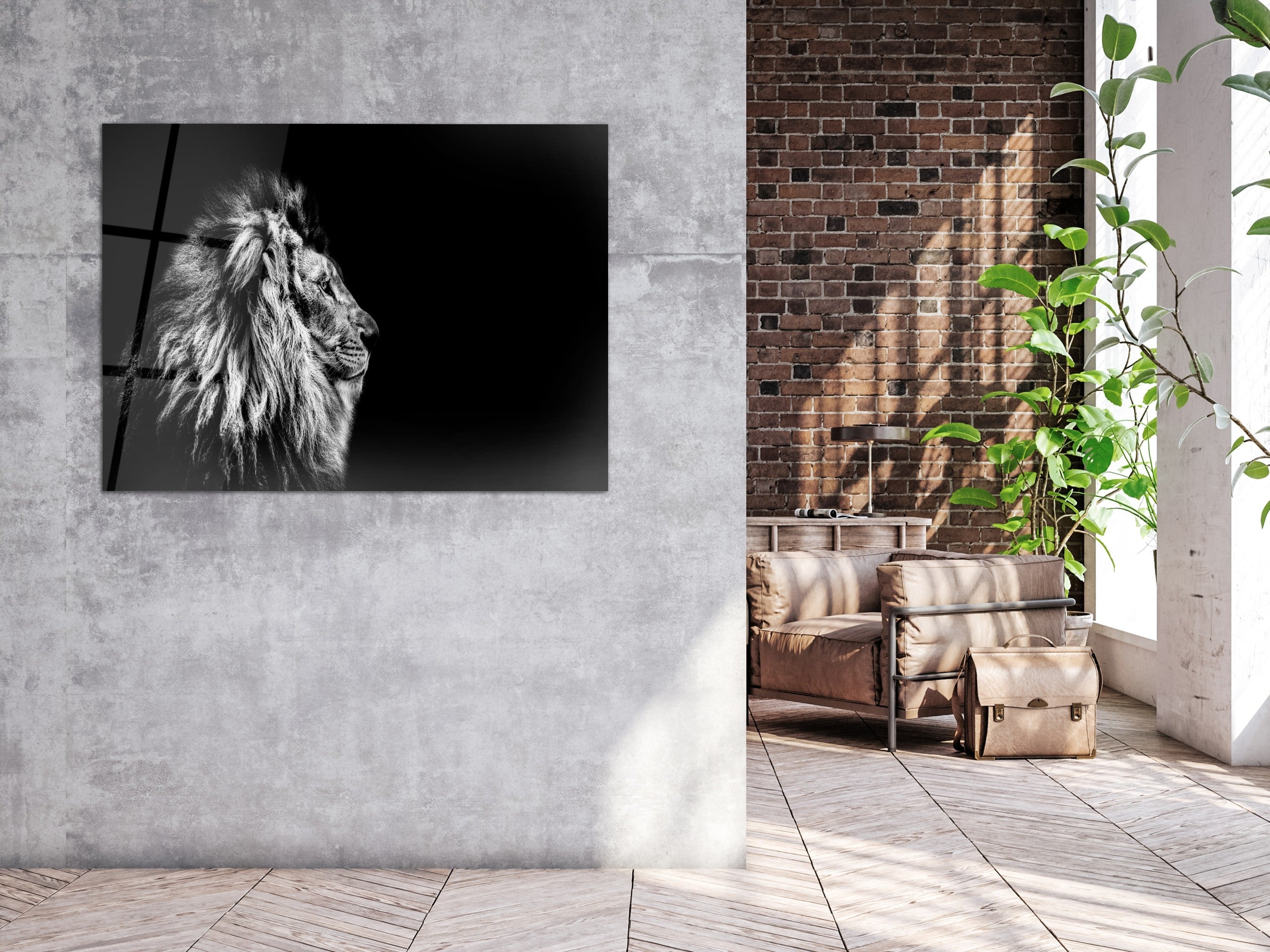 ・"The Lion in the darkness"・Glass Wall Art