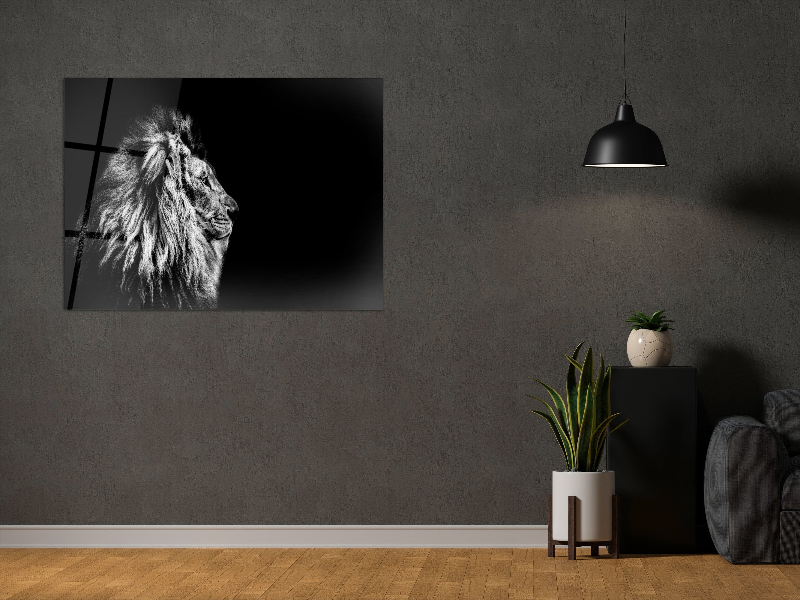 ・"The Lion in the darkness"・Glass Wall Art