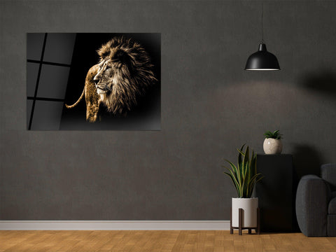 ・"The Lion is ready to hunt"・Glass Wall Art - Wonders Of Wall
