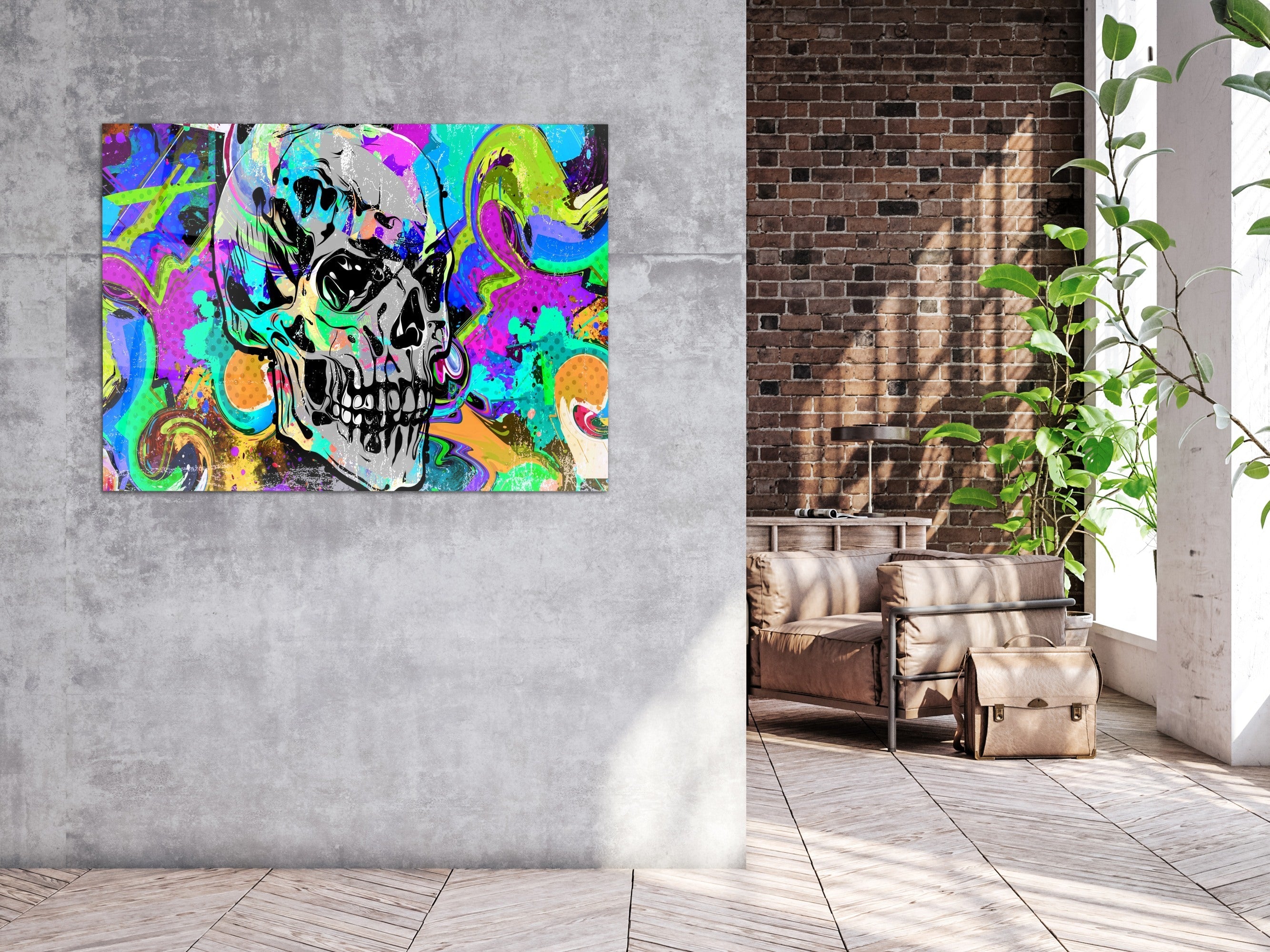 ・"The Skull of Color"・Glass Wall Art