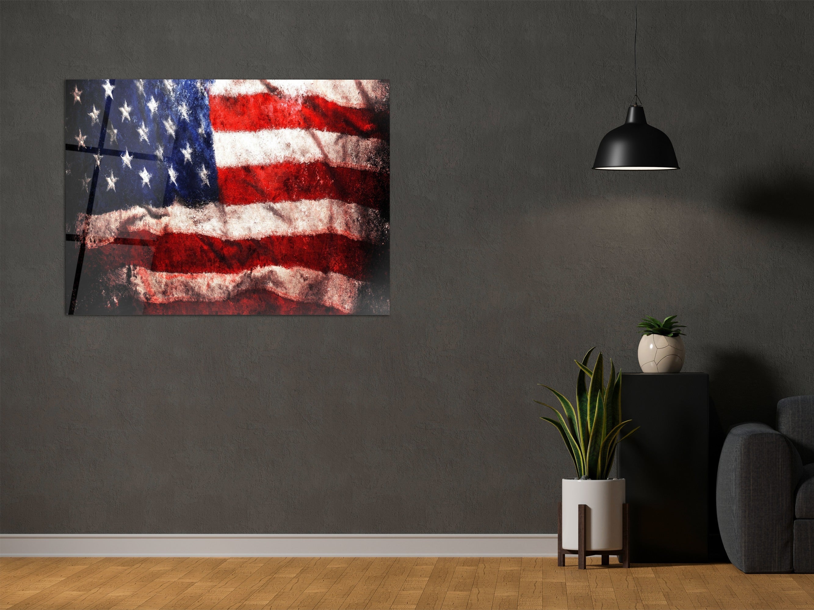 ・"The Usa Flag"・Glass Wall Art