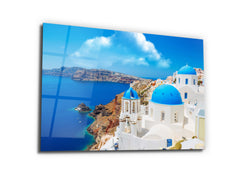 ・"The View of Santorini"・Glass Wall Art