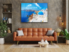 ・"The View of Santorini"・Glass Wall Art