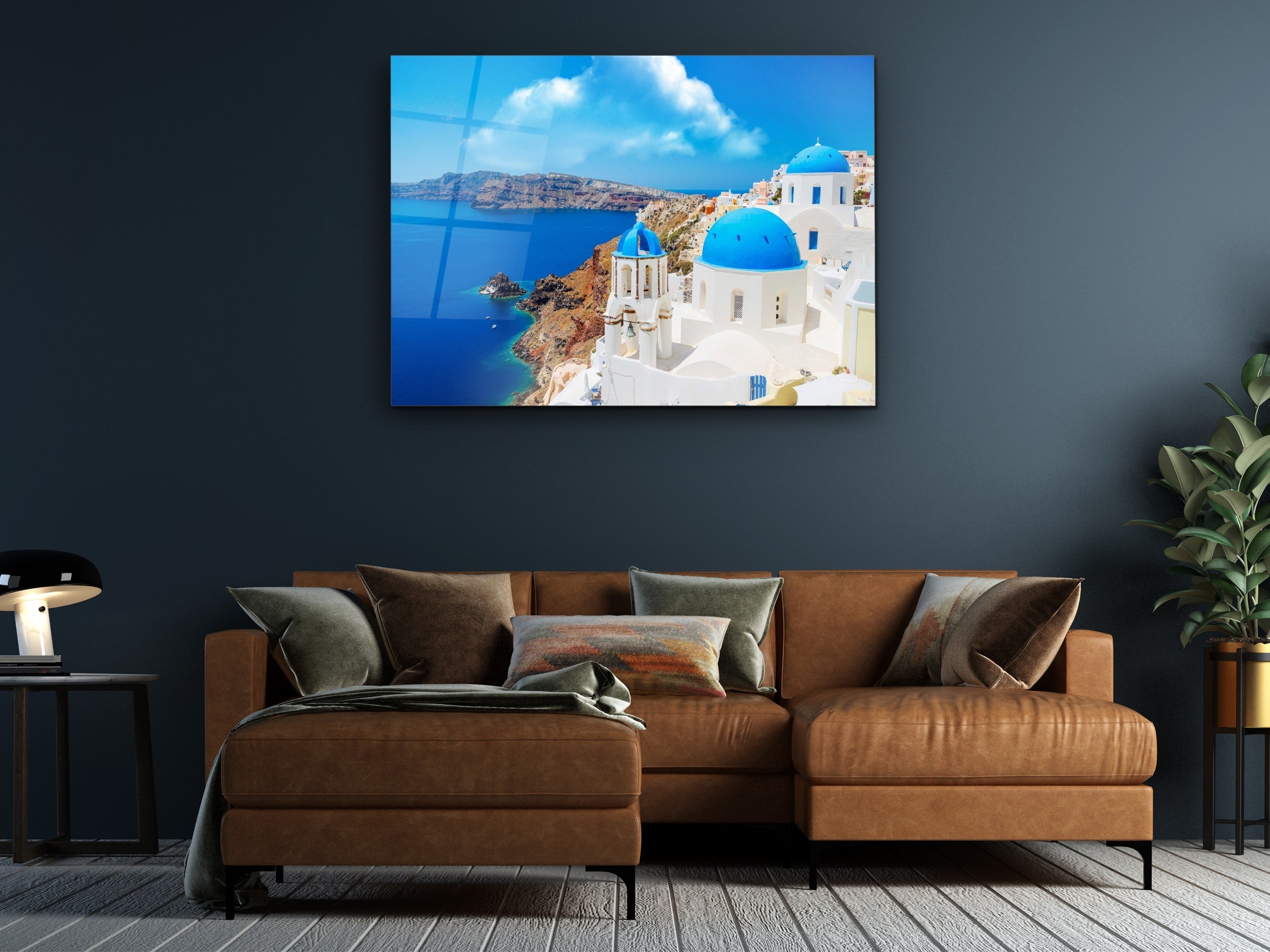 ・"The View of Santorini"・Glass Wall Art