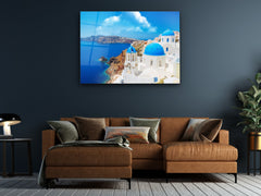 ・"The View of Santorini"・Glass Wall Art