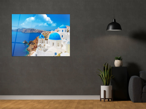 ・"The View of Santorini"・Glass Wall Art