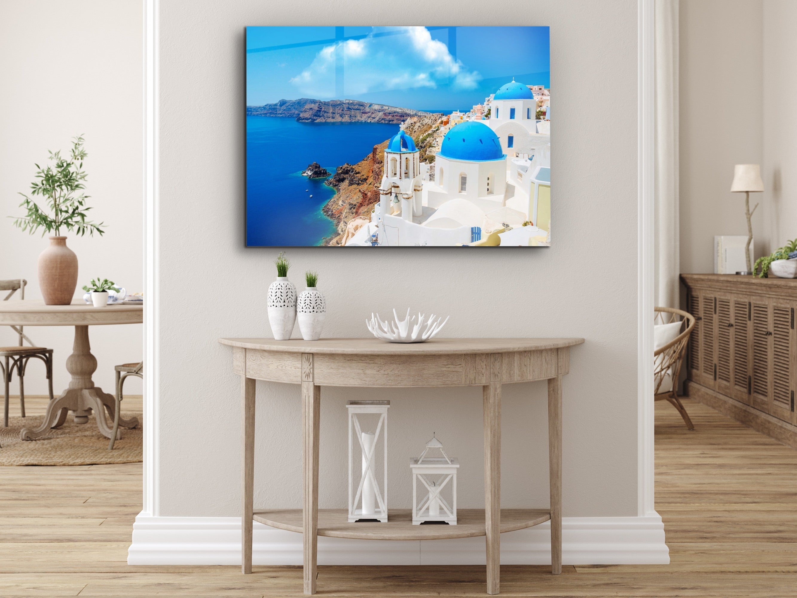 ・"The View of Santorini"・Glass Wall Art