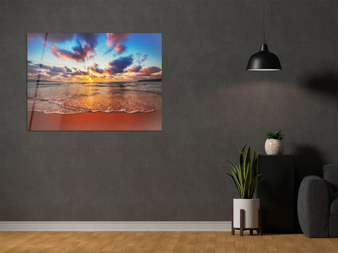 ・"Vanilla Sky and Waves"・Glass Wall Art - Wonders Of Wall