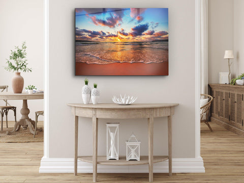 ・"Vanilla Sky and Waves"・Glass Wall Art - Wonders Of Wall